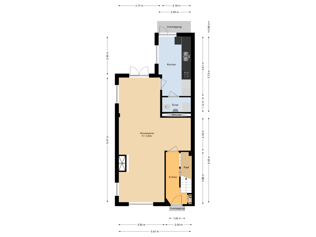 View floorplan of Begane grond of van Lenneplaan 65