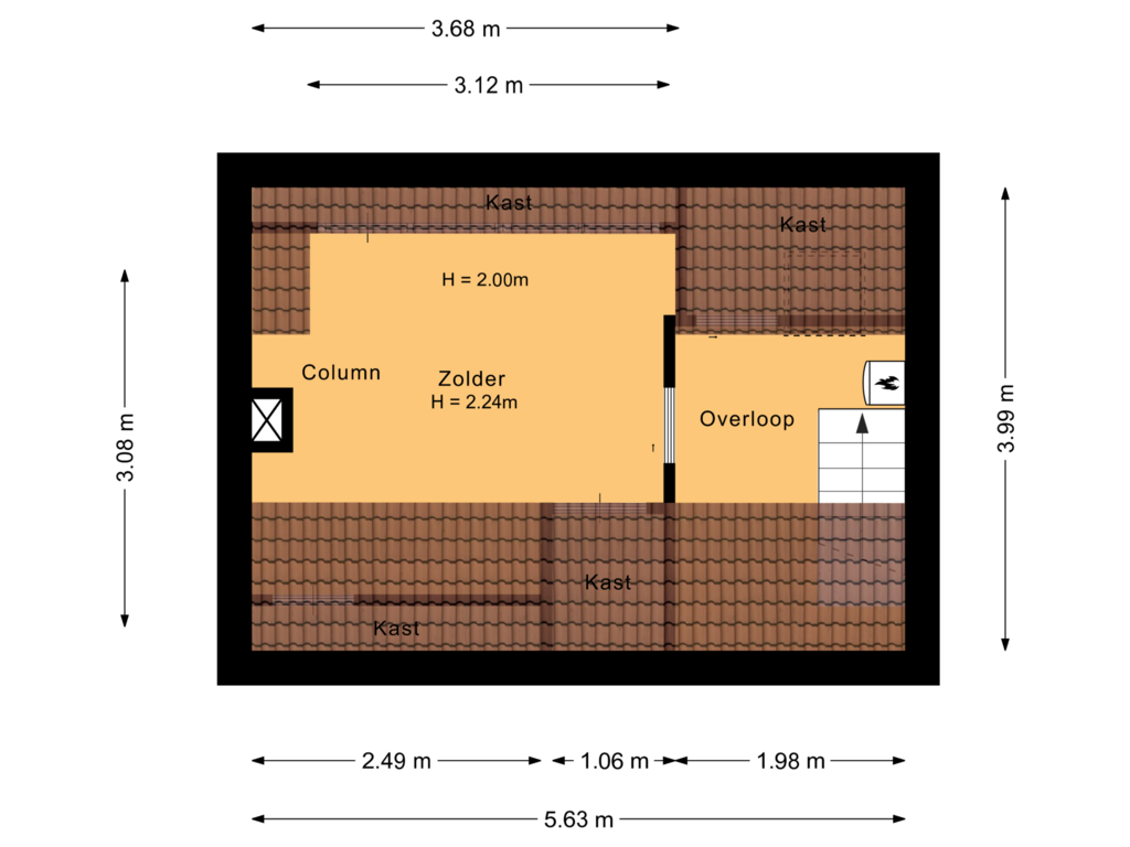 View floorplan of Tweede verdieping of van Lenneplaan 65