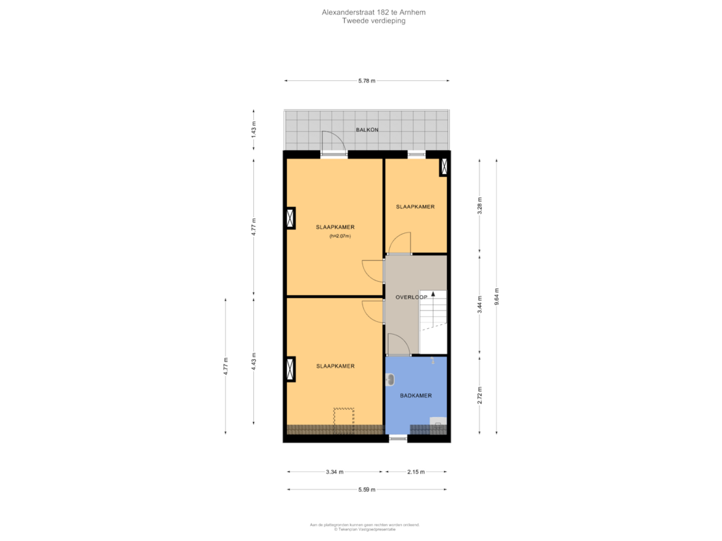 Bekijk plattegrond van Tweede verdieping van Alexanderstraat 182