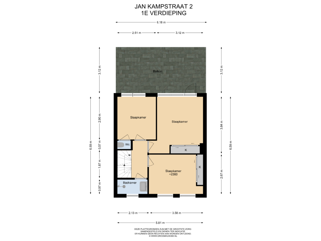 Bekijk plattegrond van 1E Verdieping van Jan Kampstraat 2