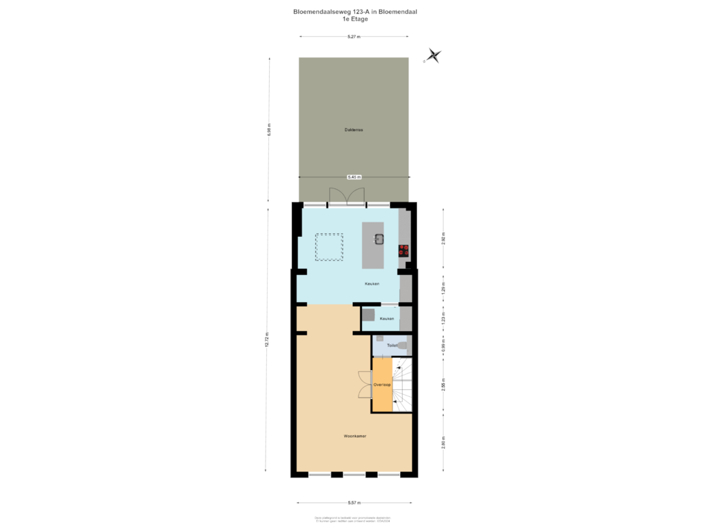 Bekijk plattegrond van 1e Etage van Bloemendaalseweg 123-A