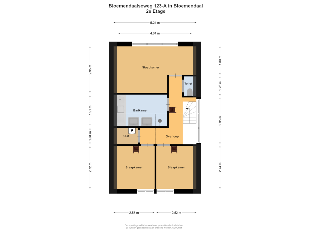 Bekijk plattegrond van 2e Etage van Bloemendaalseweg 123-A