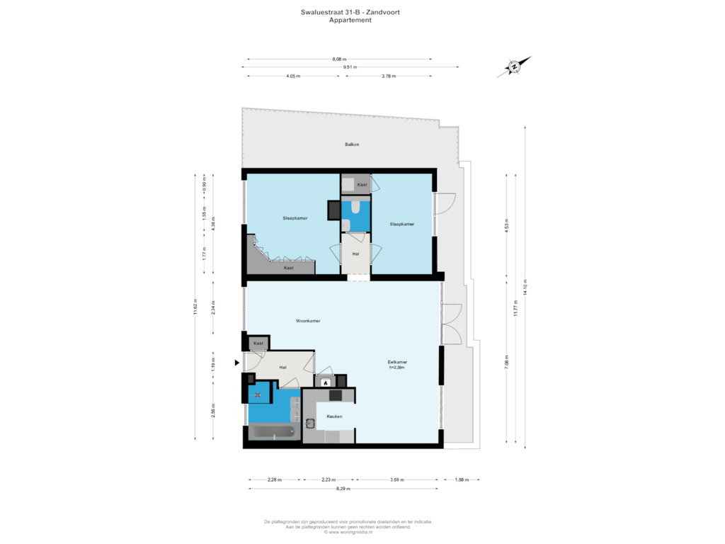 View floorplan of Appartement of Swaluëstraat 31-B