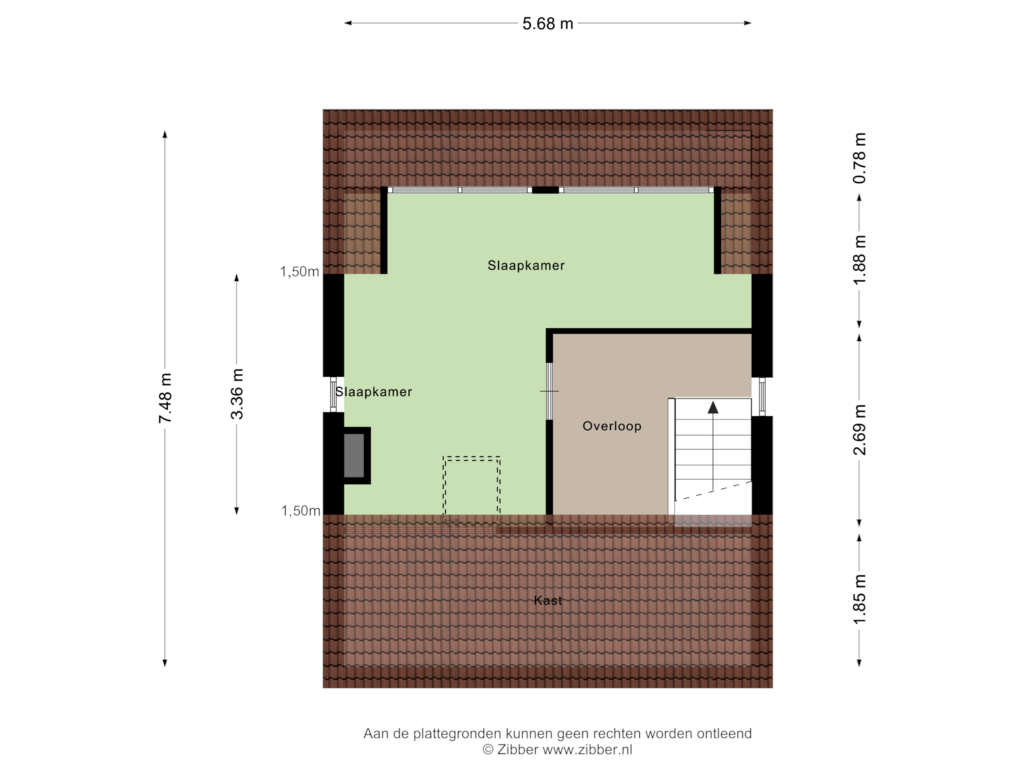 View floorplan of Tweede verdieping of Reigersweg 120-7