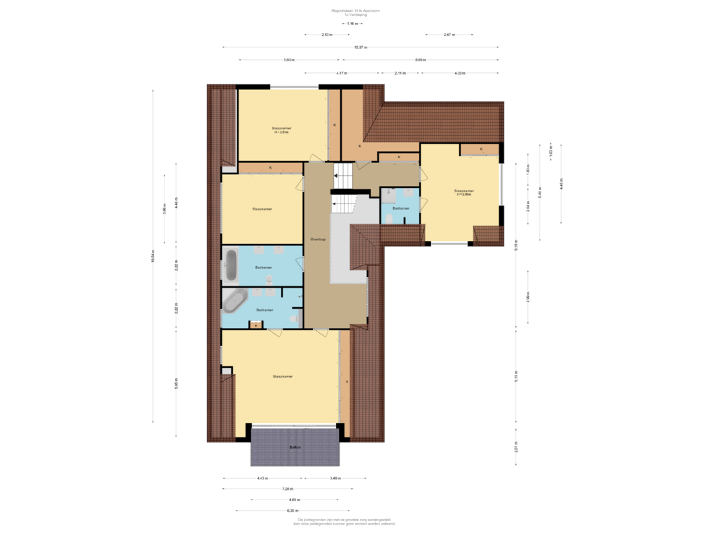 View floorplan of 1e Verdieping of Magnolialaan 14