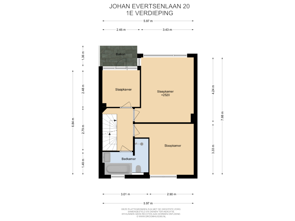 Bekijk plattegrond van 1E Verdieping van Johan Evertsenlaan 20