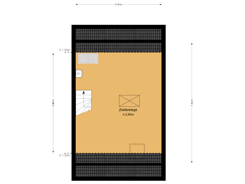 View floorplan of Zolderetage of Hoevedorp 40