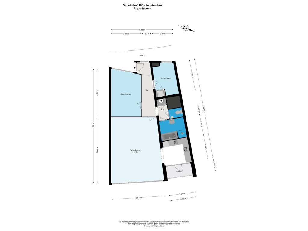 Bekijk plattegrond van Appartement van Venetiëhof 103