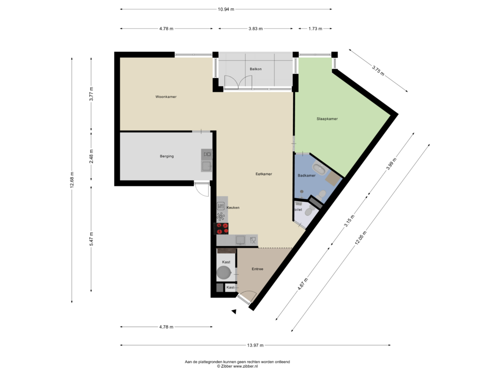 Bekijk plattegrond van Appartement van Lindenlaan 38-A