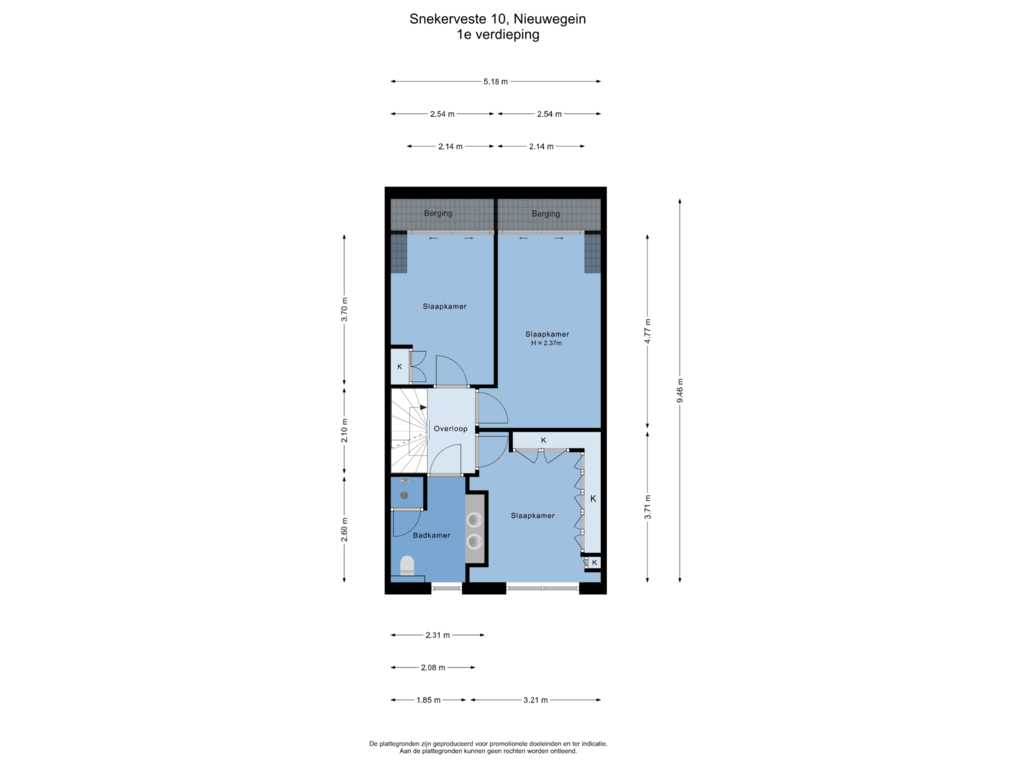 View floorplan of 1e verdieping of Snekerveste 10