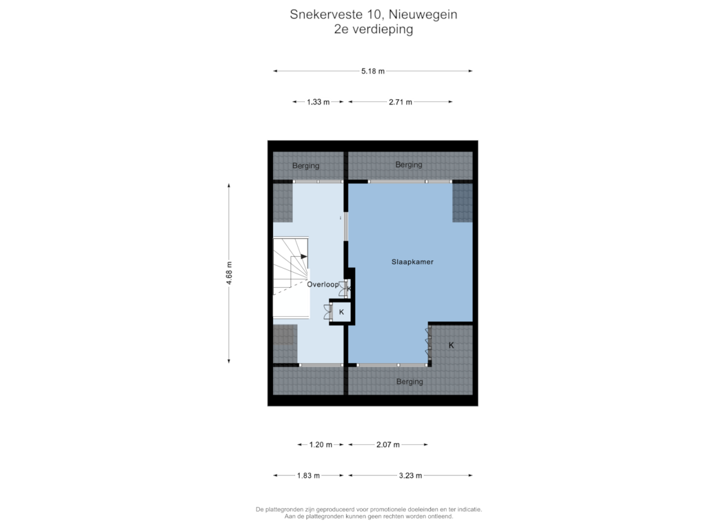 View floorplan of 2e verdieping of Snekerveste 10