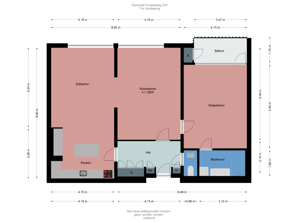 Bekijk plattegrond van 11e Verdieping van Generaal Foulkesweg 243