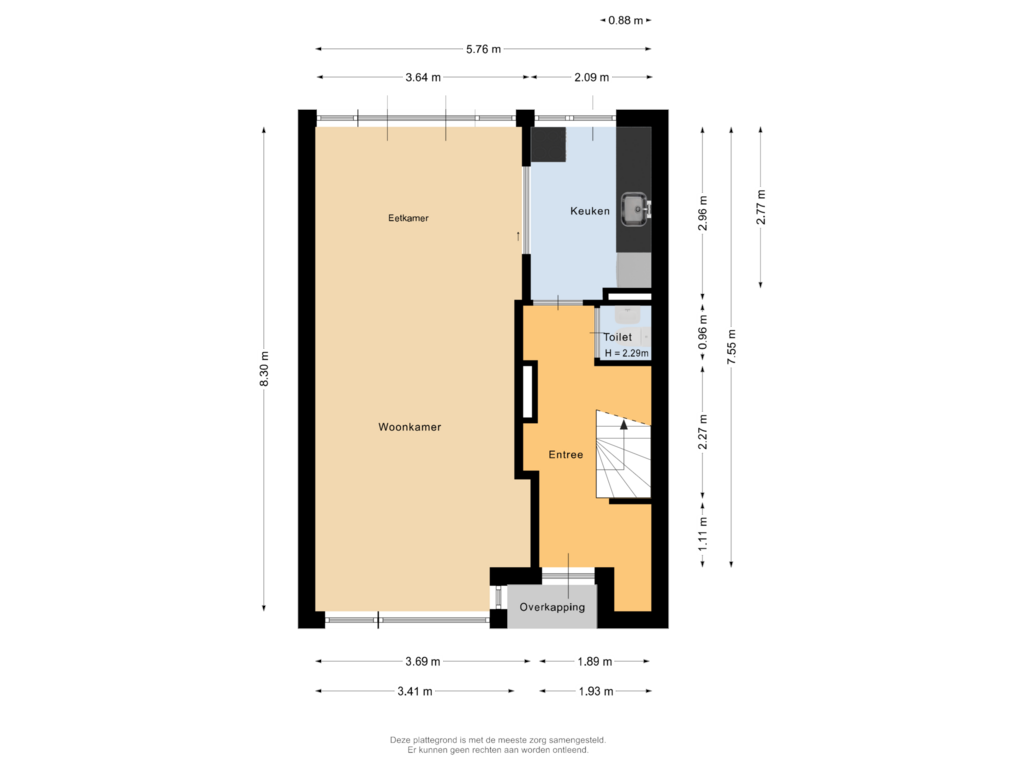 Bekijk plattegrond van Begane grond van Dr. Alphons Diepenbrockstraat 29