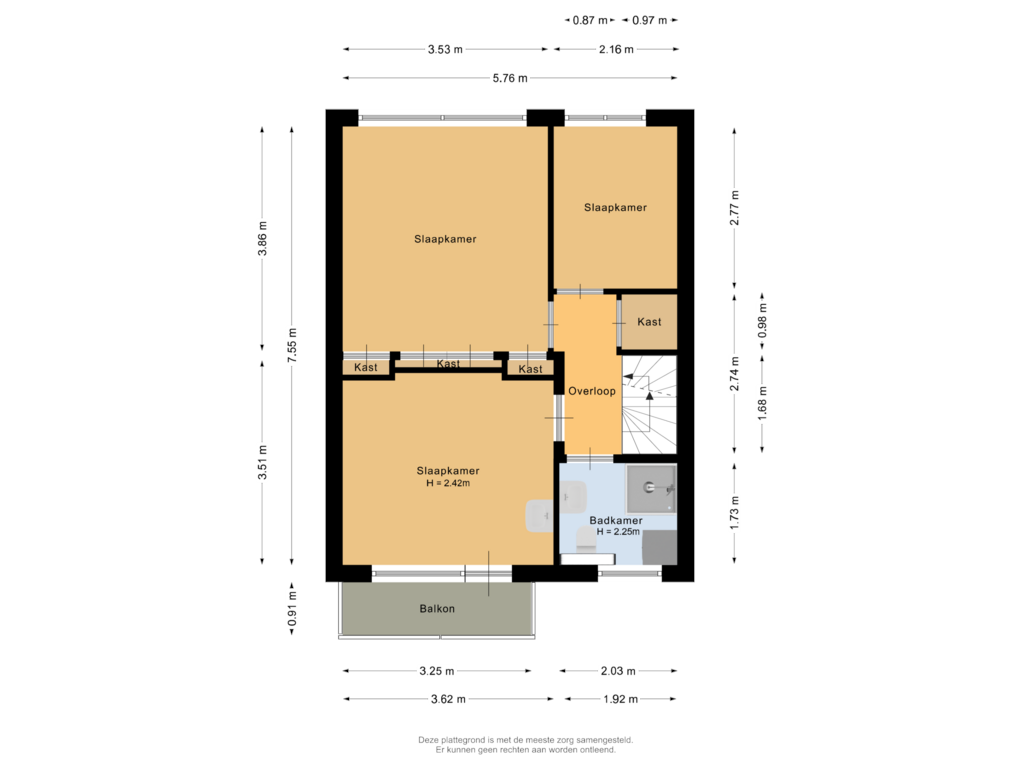 Bekijk plattegrond van Eerste verdieping van Dr. Alphons Diepenbrockstraat 29