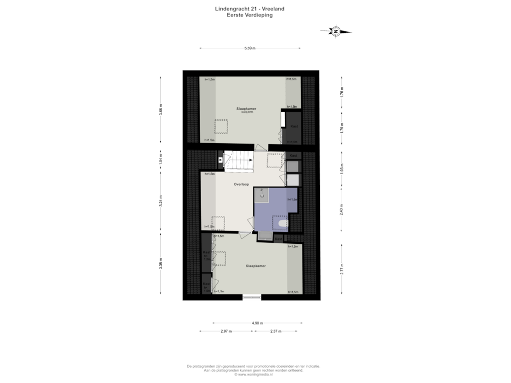 Bekijk plattegrond van 1e_verd van Lindengracht 21