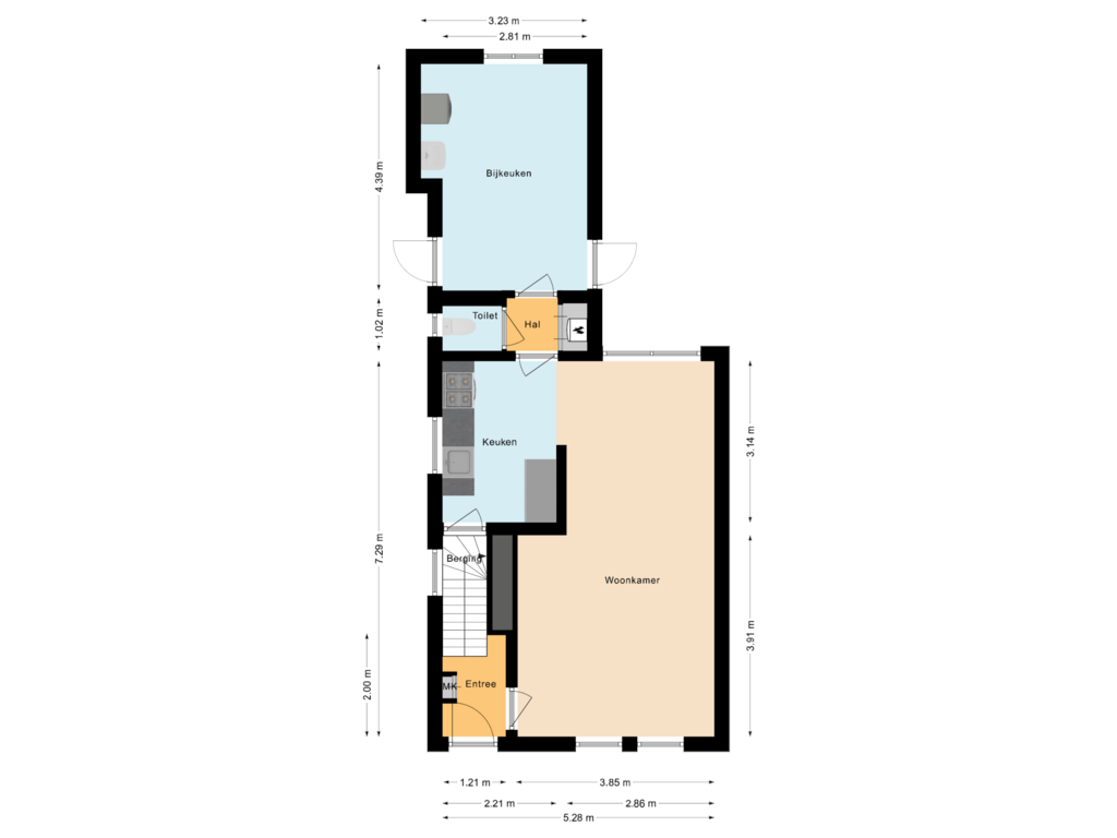 Bekijk plattegrond van Begane grond van Venestraat 145-A