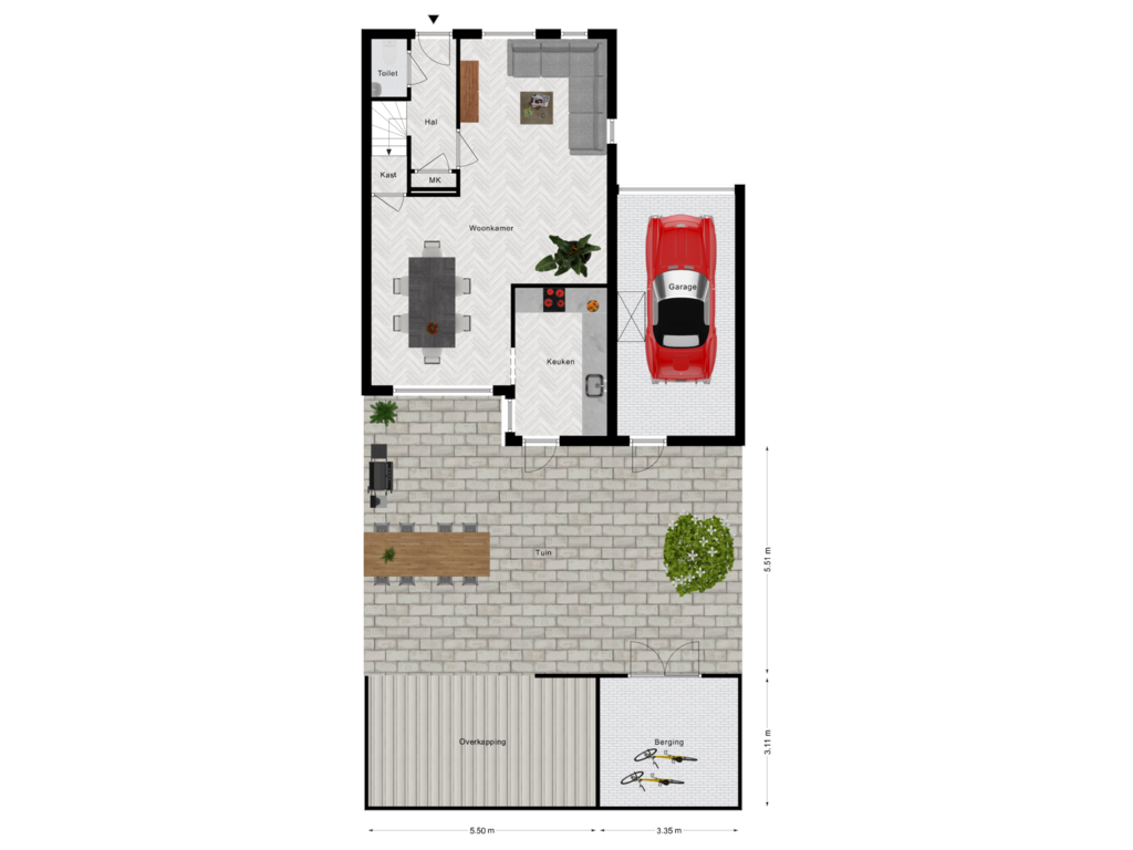 Bekijk plattegrond van Begane grond met tuin van Langvennen-Noord 36