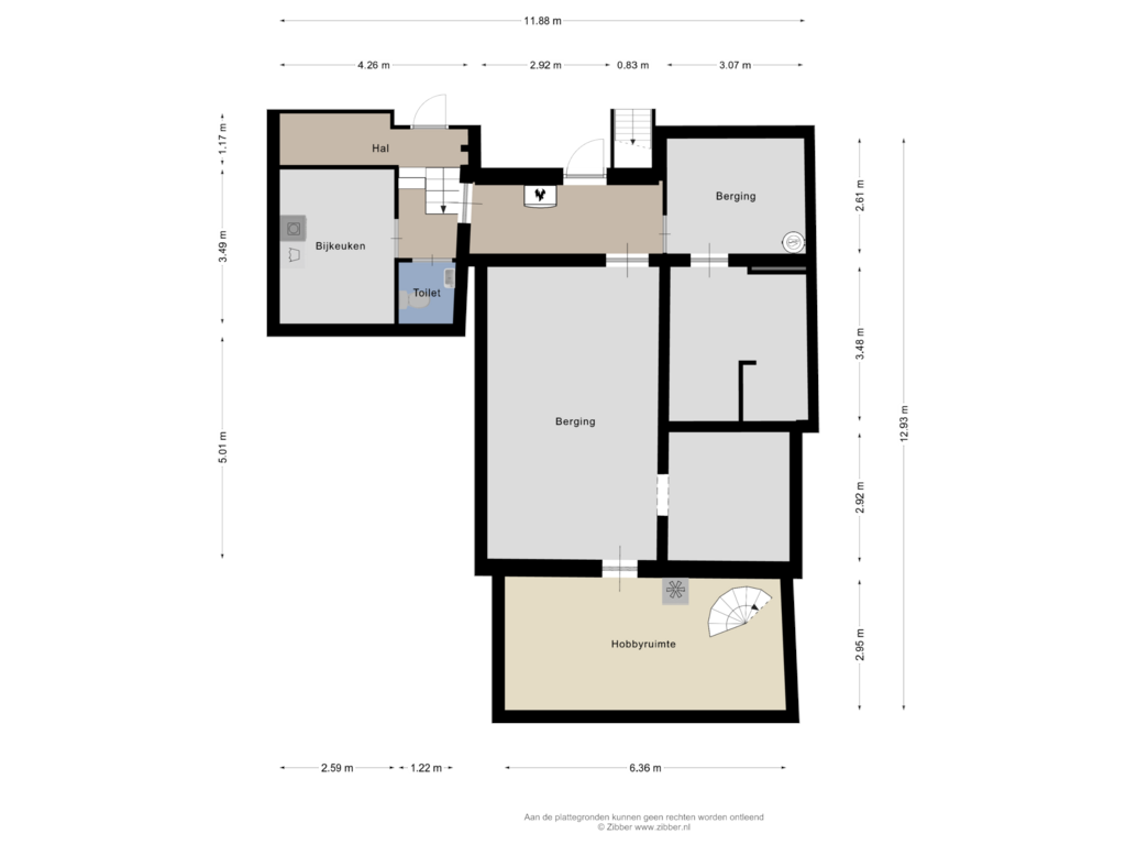 View floorplan of Souterrain of Buitenkwartier 63