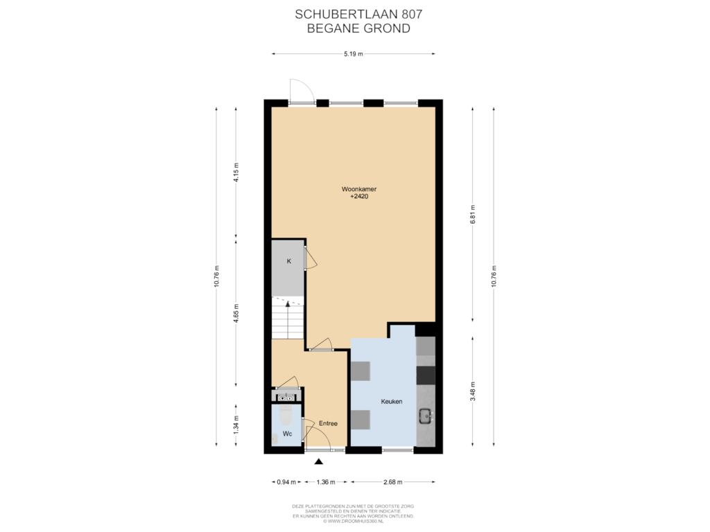 View floorplan of Begane Grond of Schubertlaan 807