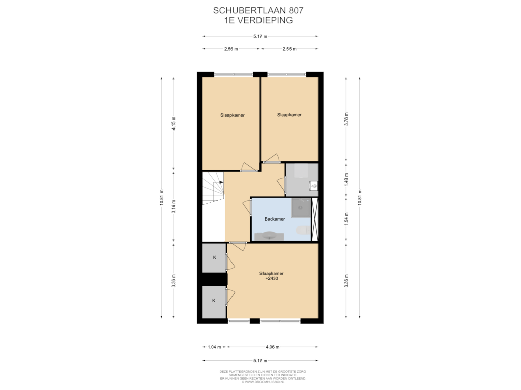 View floorplan of 1E Verdieping of Schubertlaan 807