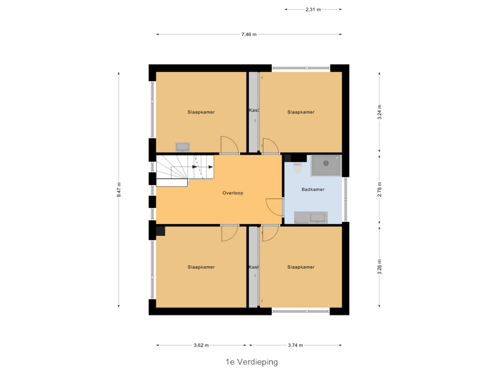 Bekijk plattegrond van 1e Verdieping van A de Koningstraat 23