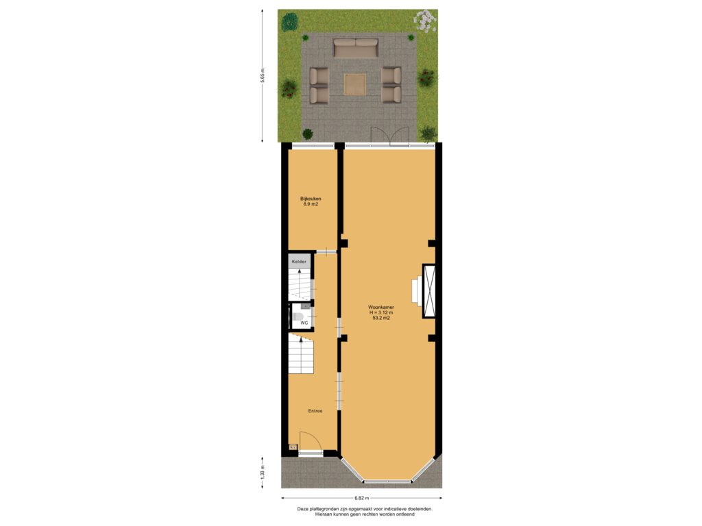 Bekijk plattegrond van Begane Grond Met Tuin van Van Boetzelaerlaan 10