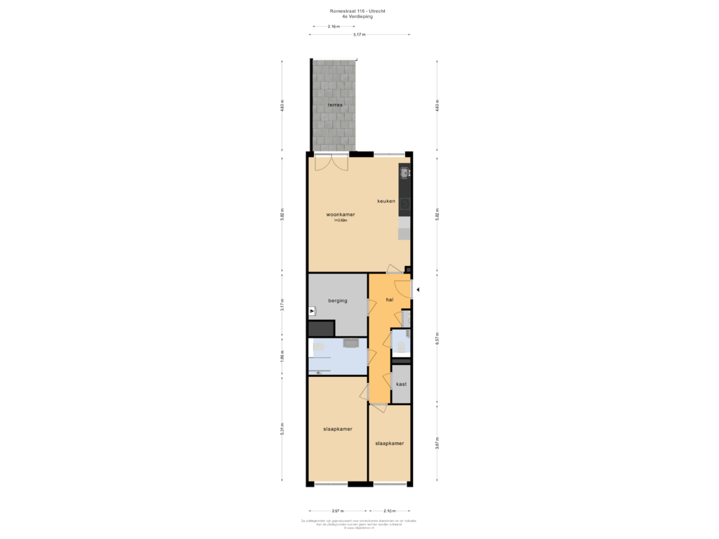 Bekijk plattegrond van 4e Verdieping van Romestraat 116