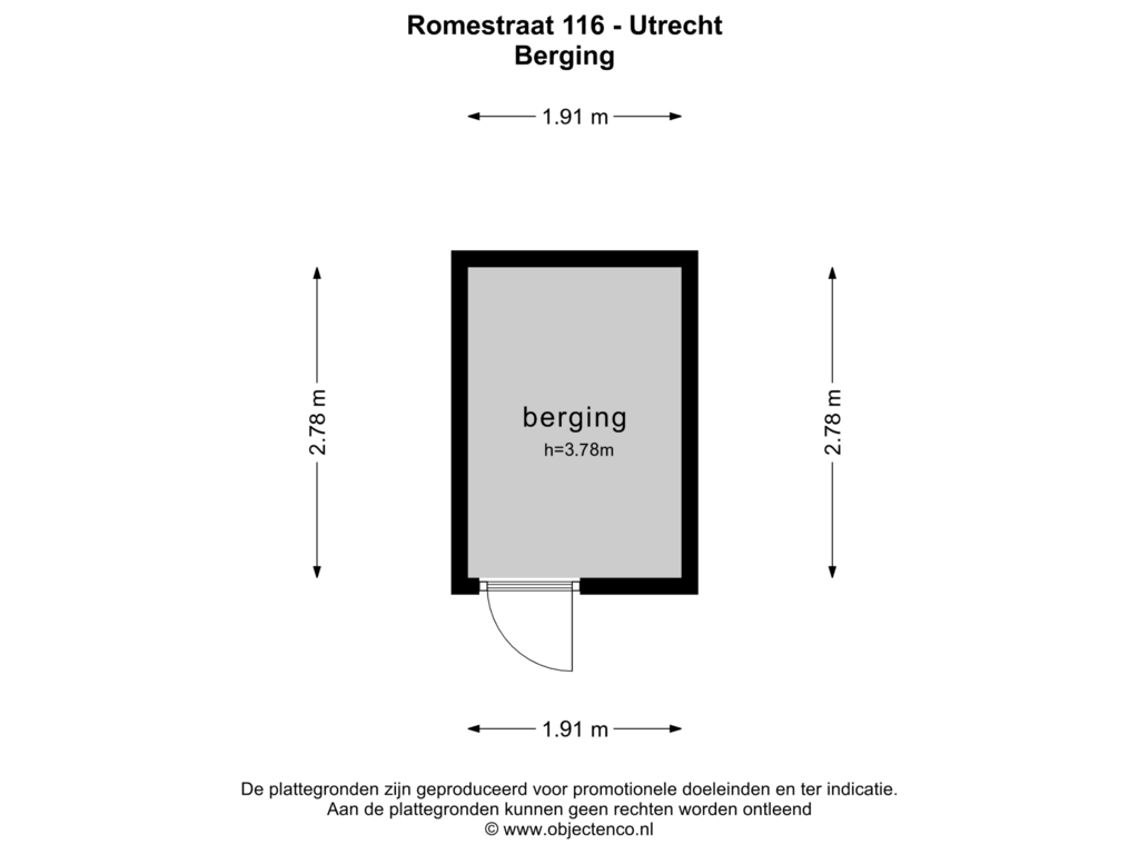 Bekijk plattegrond van Berging van Romestraat 116