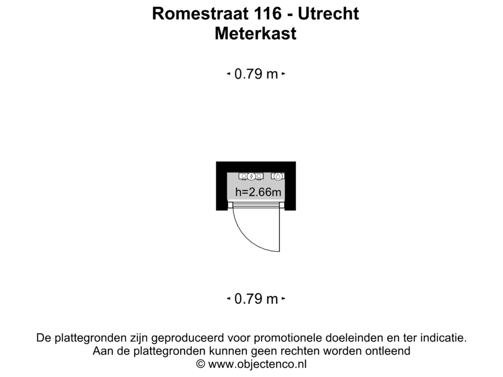 Bekijk plattegrond van Meterkast van Romestraat 116