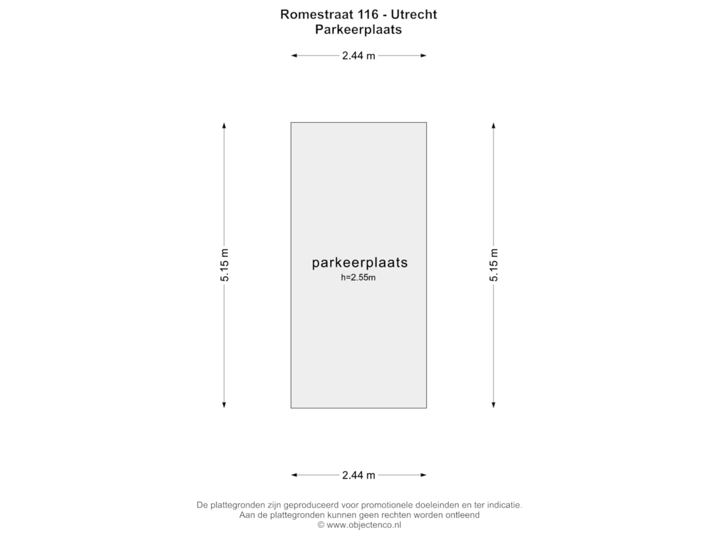 Bekijk plattegrond van Parkeerplaats van Romestraat 116