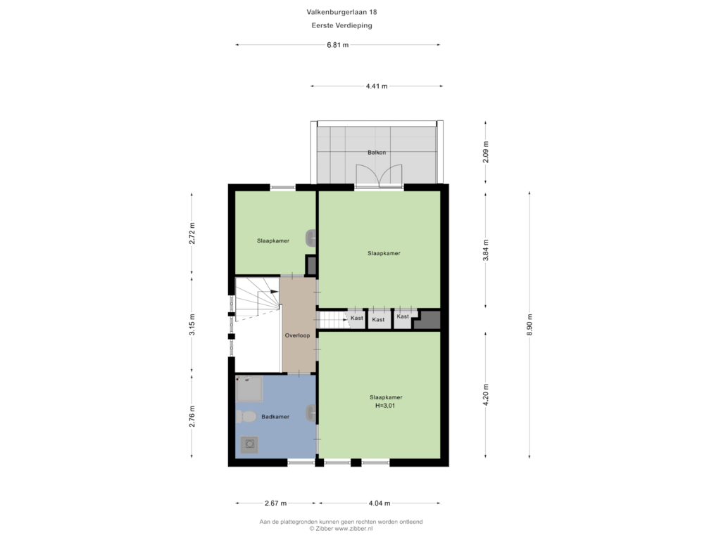 View floorplan of Eerste Verdieping of Valkenburgerlaan 18