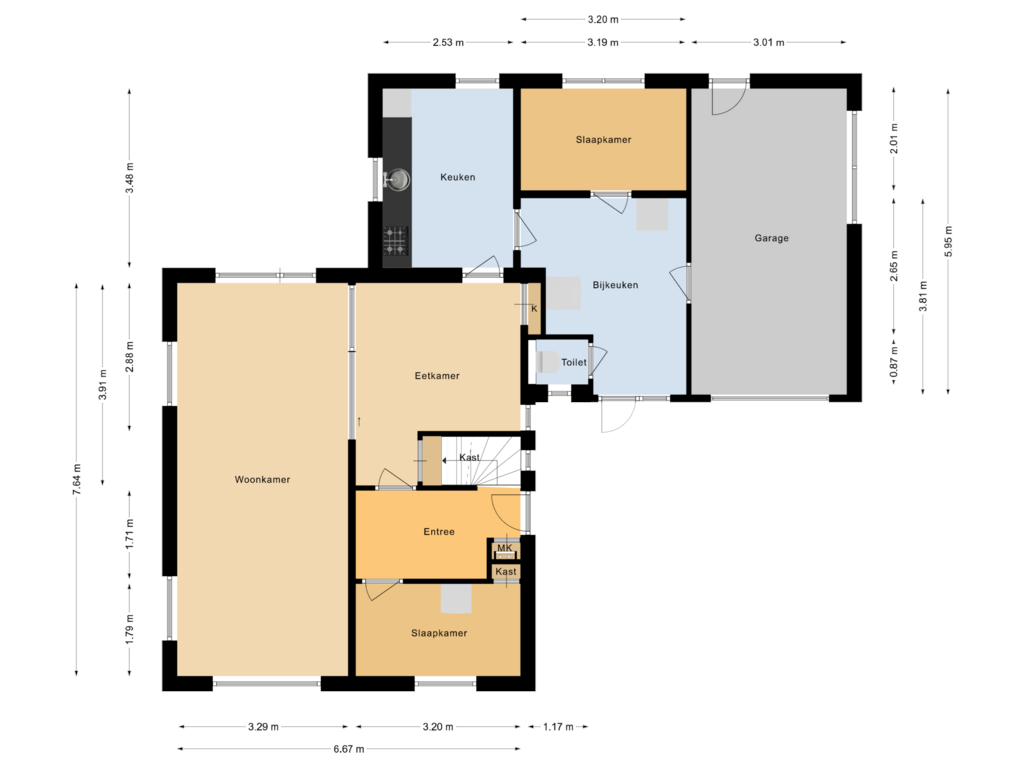 View floorplan of Begane grond of Anerweg-Zuid 23