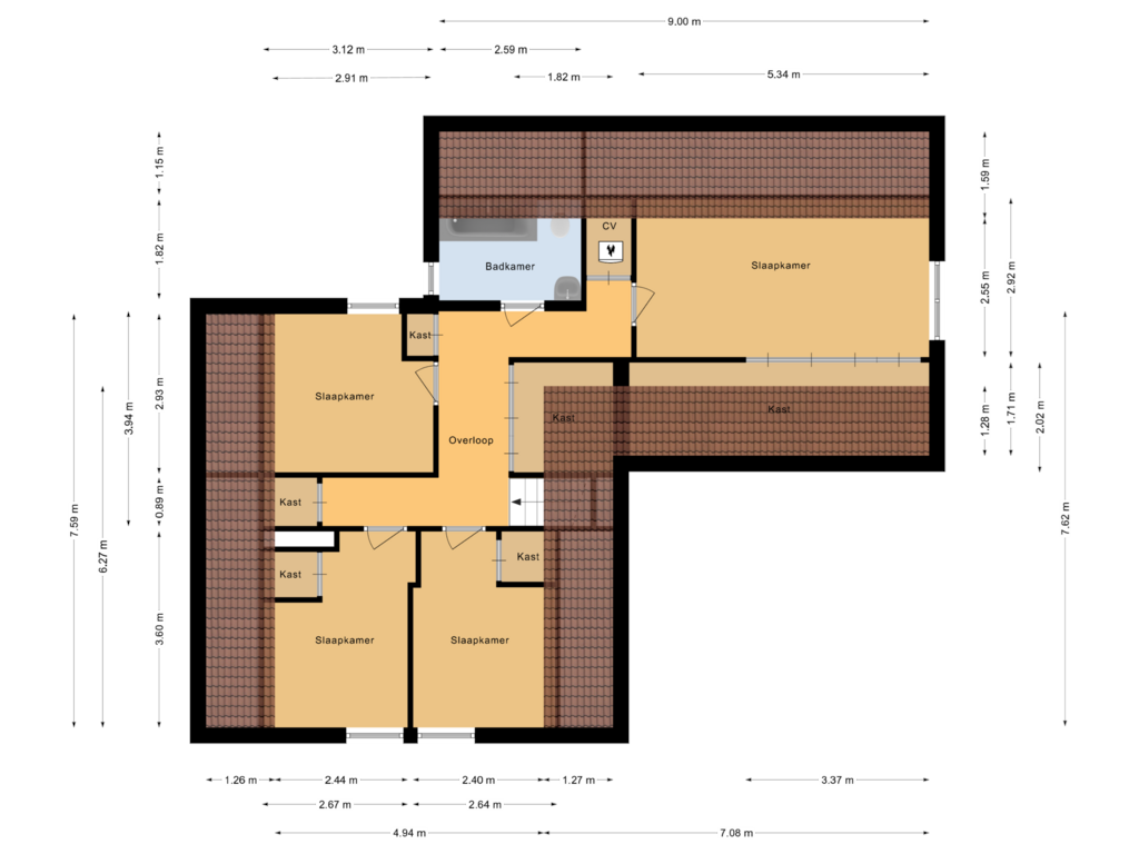 View floorplan of Eerste verdieping of Anerweg-Zuid 23