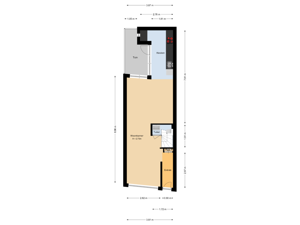 View floorplan of Begane grond of 1e Daalsedijk 115