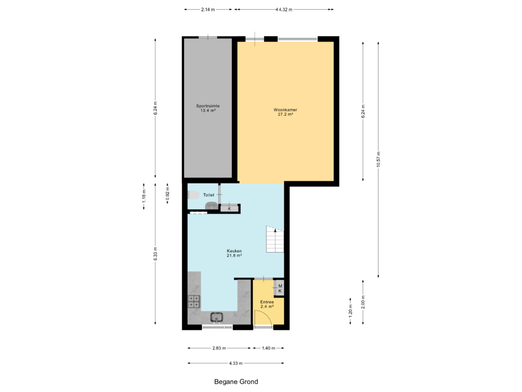 Bekijk plattegrond van Begane Grond van de Weide 71