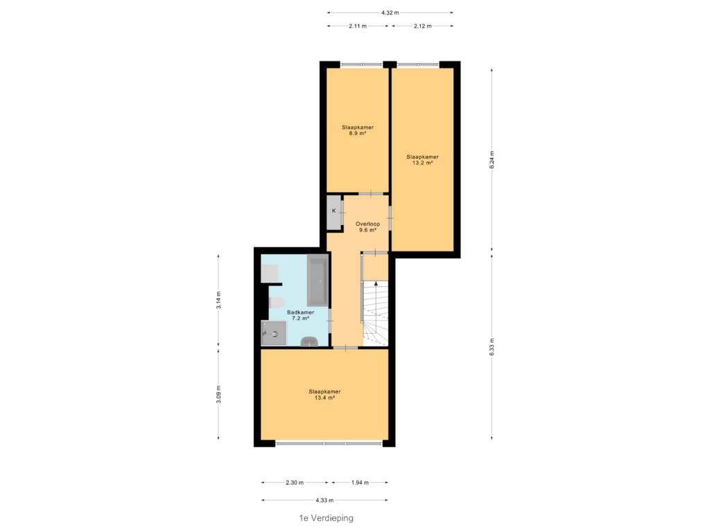 Bekijk plattegrond van 1e Verdieping van de Weide 71