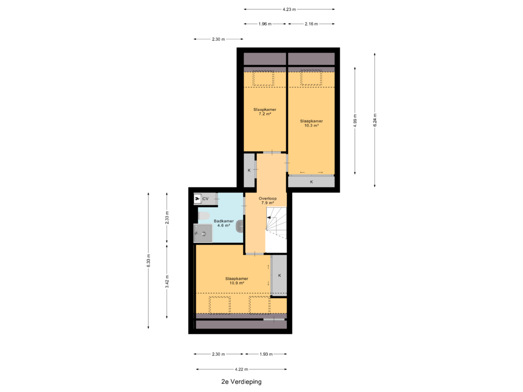 Bekijk plattegrond van 2e Verdieping van de Weide 71