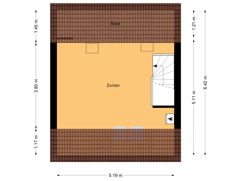 View floorplan of Tweede verdieping of Dr. Albert Schweitzerplein 21