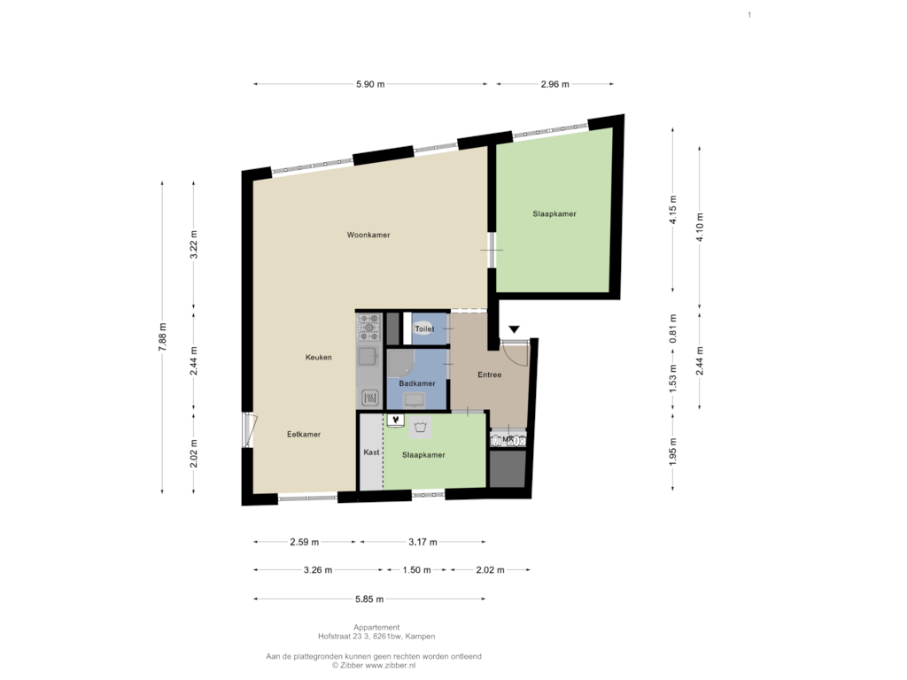 Bekijk plattegrond van Appartement van Hofstraat 23-03