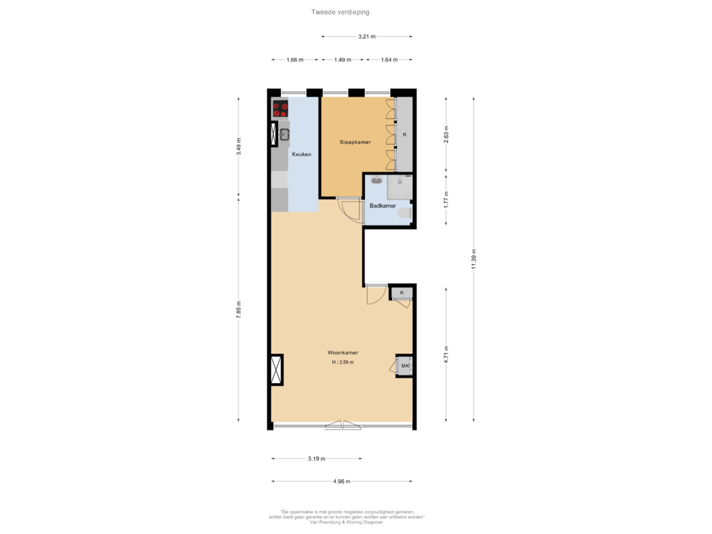 Bekijk plattegrond van 2e Verdieping van Albert Cuypstraat 245-2