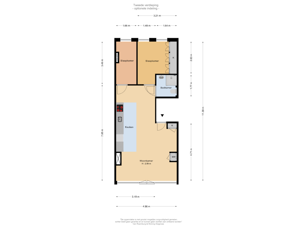 Bekijk plattegrond van 2e Verdieping (optie) van Albert Cuypstraat 245-2