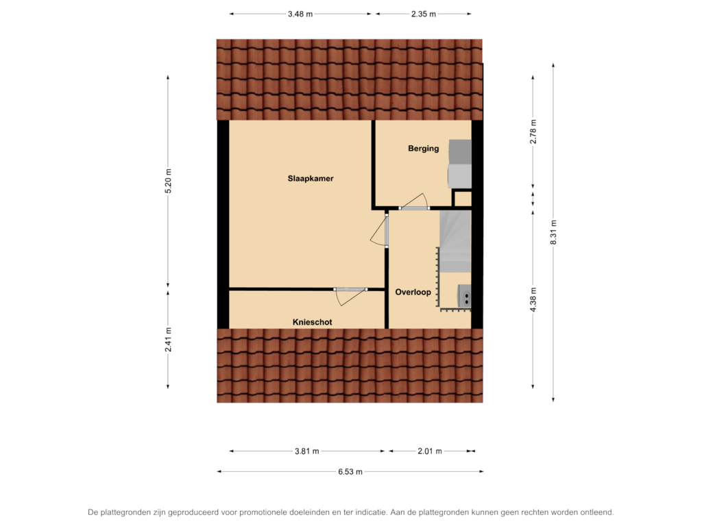 View floorplan of Zolder of Saturnusstraat 43