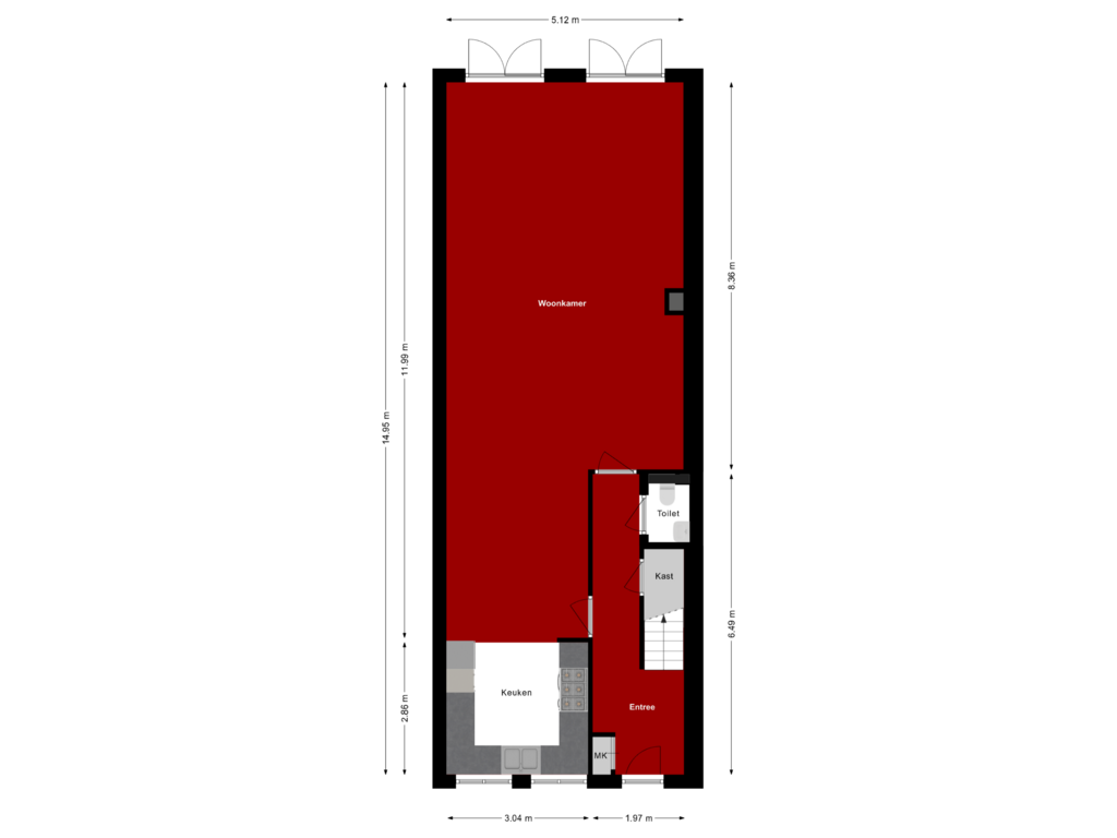 Bekijk plattegrond van Begane grond van Zuidsingel 36