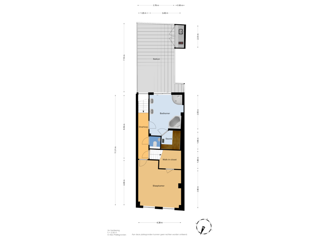 Bekijk plattegrond van 2e Verdieping van Prinsegracht 122-A