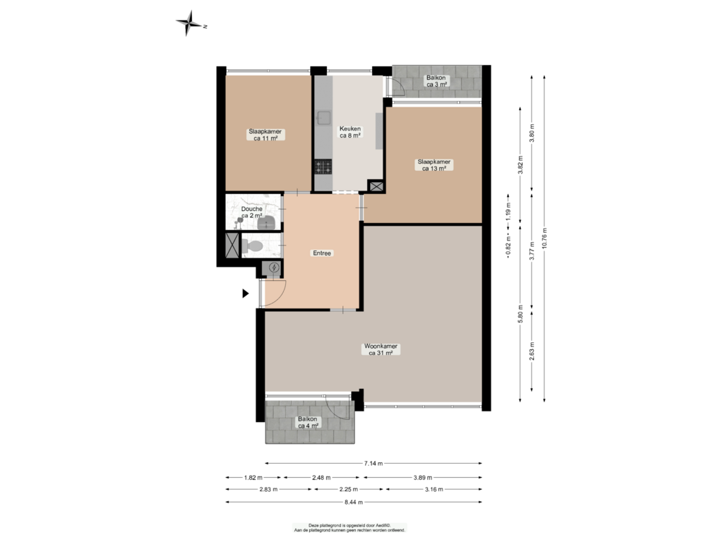 View floorplan of Derde verdieping of Helperzoom 337