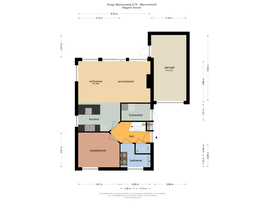 Bekijk plattegrond van BEGANE GROND van Droge Wijmersweg 5-070