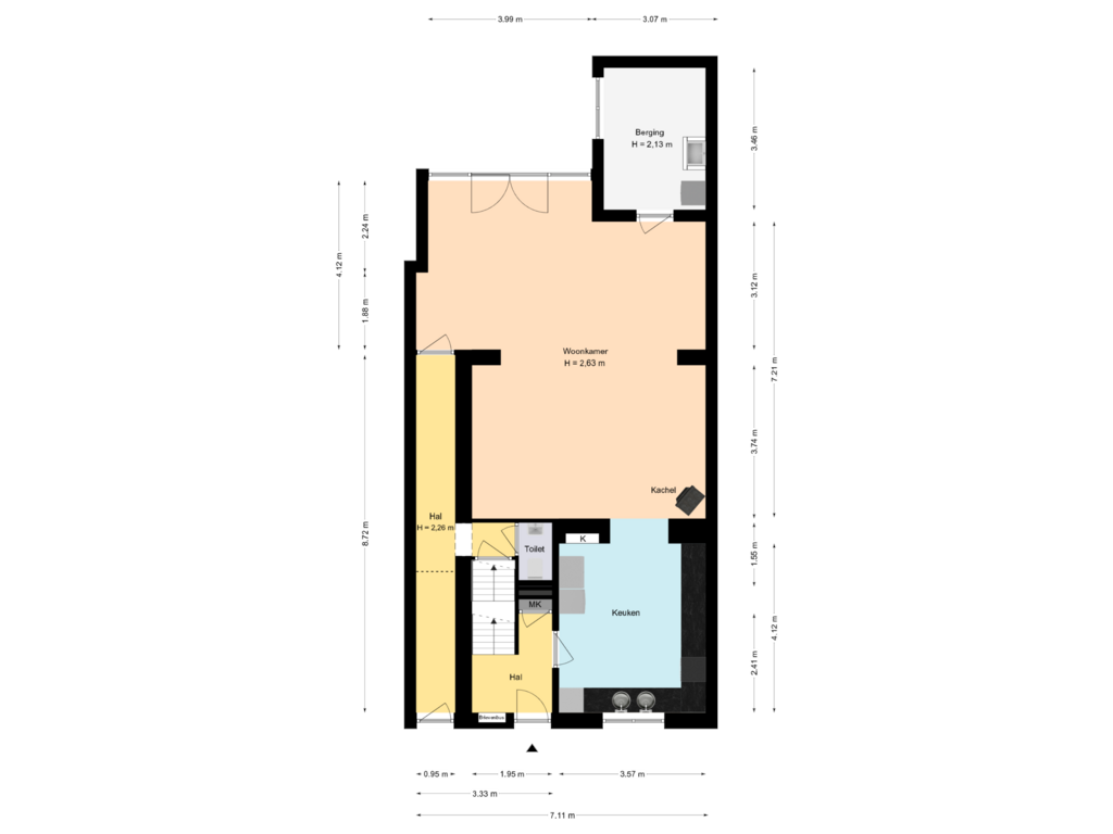 Bekijk plattegrond van Begane grond van Veldkuilstraat 21