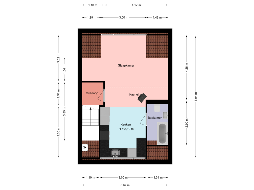 Bekijk plattegrond van 2e verdieping van Veldkuilstraat 21