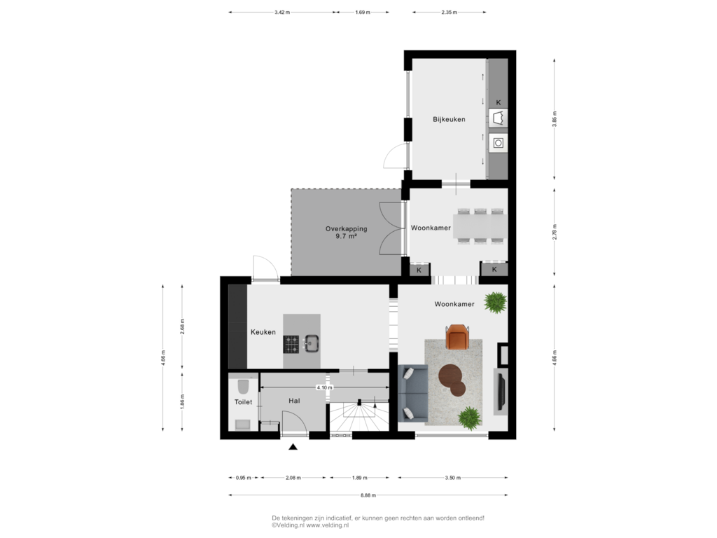 Bekijk plattegrond van Woonlaag 1 van Korenbloemstraat 61