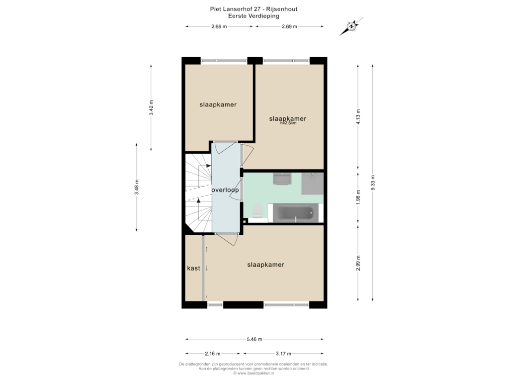 Bekijk plattegrond van EERSTE VERDIEPING van Piet Lanserhof 27